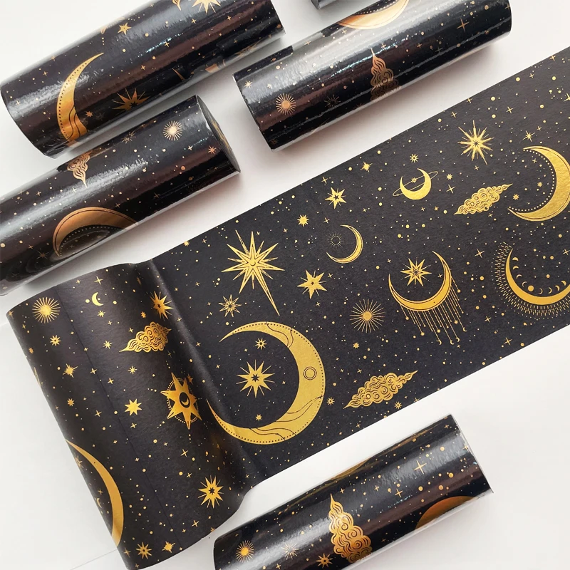 

wide Gold Washi Tape sun moon stars Masking Tape Decorative Adhesive Tape Constellation Girl scrapbooking vintage washi stickers