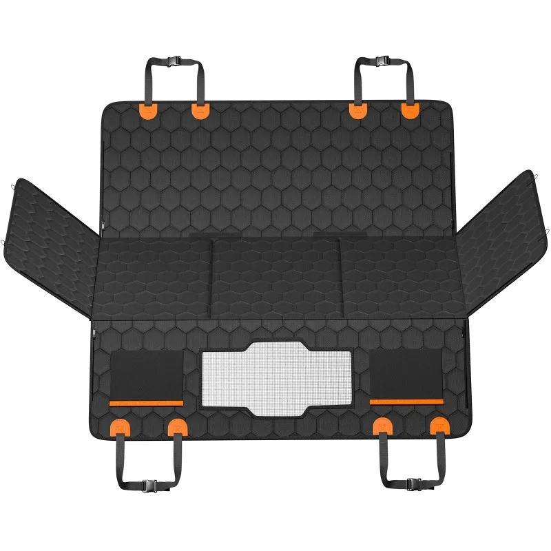 Back Seat Extender Dog Car Seat Cover for Back Seat Bed with Mesh Window and Storage Pocket Supports 350lbs Dog Hammock