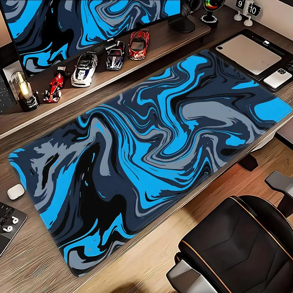

Blue Large Gaming Mouse Pad XXL Strata Liquid Deskmat Non-Slip Rubber Game Mouse Mat Computer Keyboard Mats Big HYBXAXC Gamer