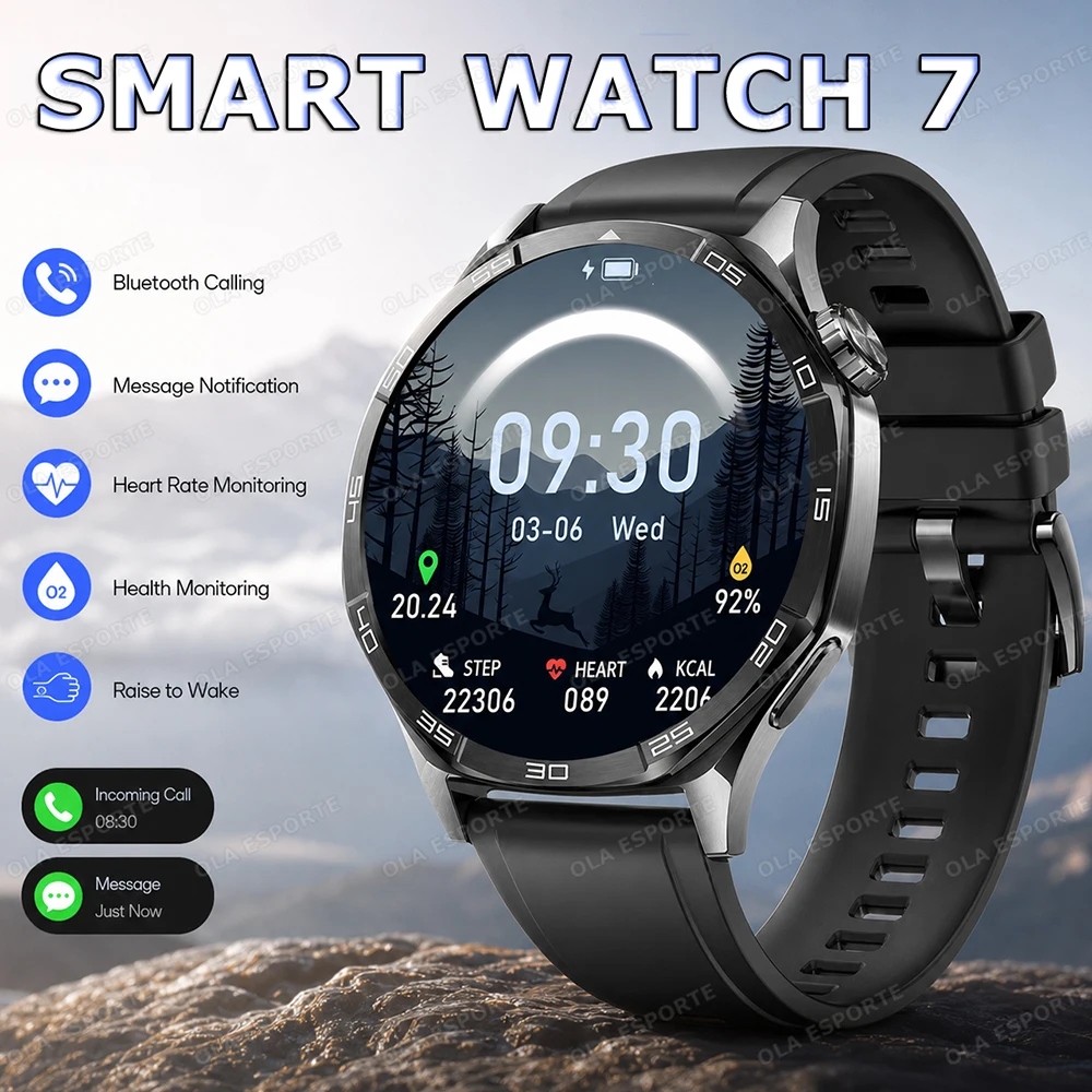 Nuovo Smartwatch Outdoor 7 con Notifica Chiamate, Monitoraggio Frequenza Cardiaca e Sonno, GPS, Sport, Chiamate Bluetooth, Meteo, Smartwatch HT30