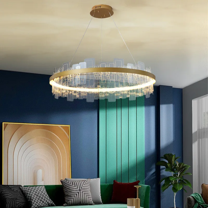 Modern Contemporary Acrylic Iron Medium Gold LED Dimmable High Color Rendering Index 90