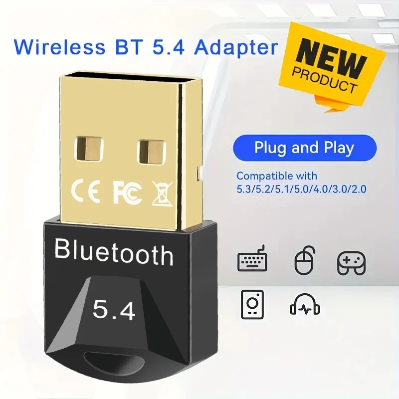 USB Bluetooth 5.4 Car Adapter 5.3 Dongle Audio Receiver Speaker For PC Speaker Wireless Mouse Earphone Keyboard Music Transmit