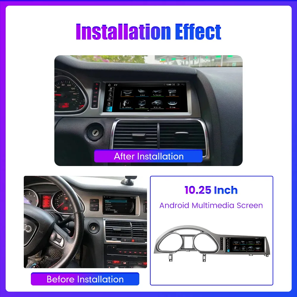 10.25 Inch Android Car Radio For Audi Q7 4L 2006-2015 GPS Navigation Multimedia Player Carplay Android Auto IPS Touch Screen 4G