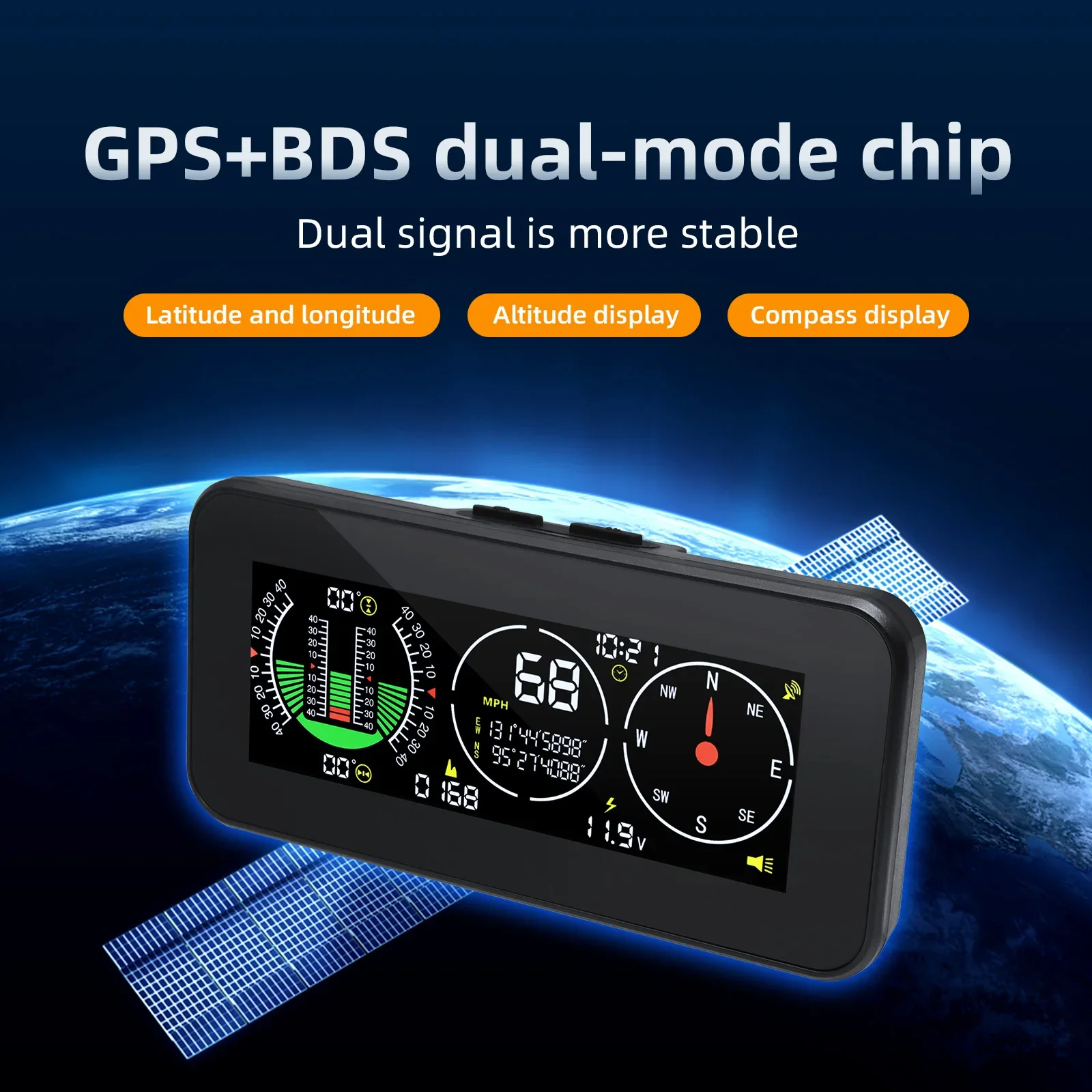 

Head Up Display Digital Speed Slope Meter Compass Inclinometer GPS Speedometer Overspeed Alarm Off Road On Board Computer HUD