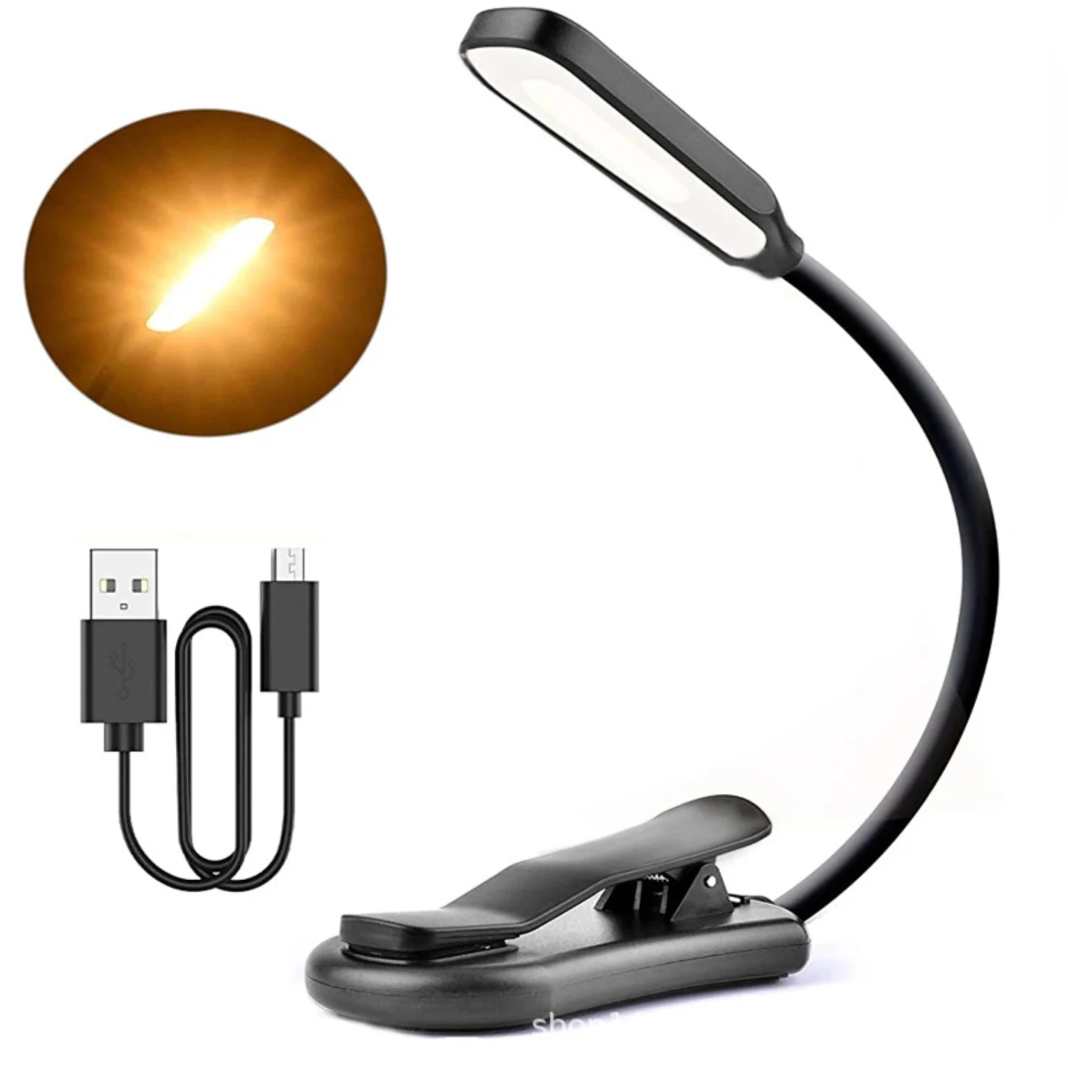 

New Rechargeable Book Light 7 LED Reading Light with 3-Level Warm Cool White Daylight Flexible Easy Clip Night Reading Lamp in B