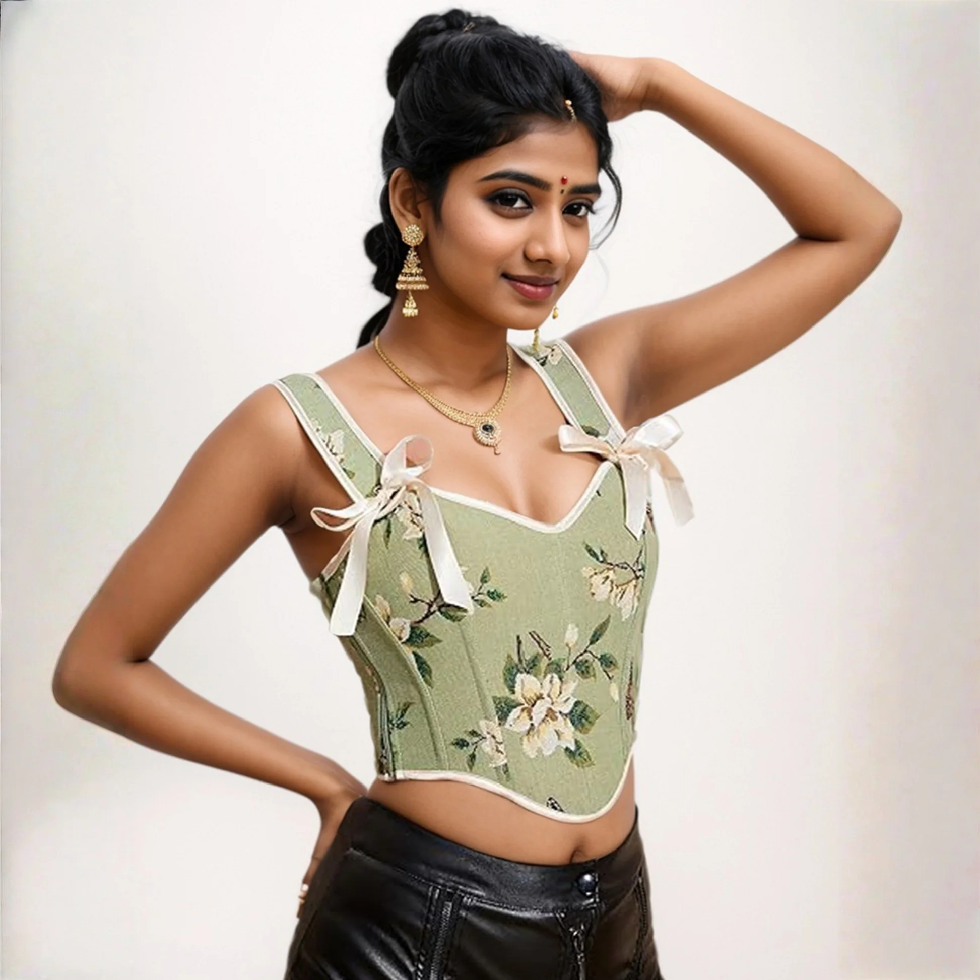 

Женский корсетный топ в винтажном стиле с цветочным принтом и бретельками-бюстье на косточке, милый вечерний боди-шейпер