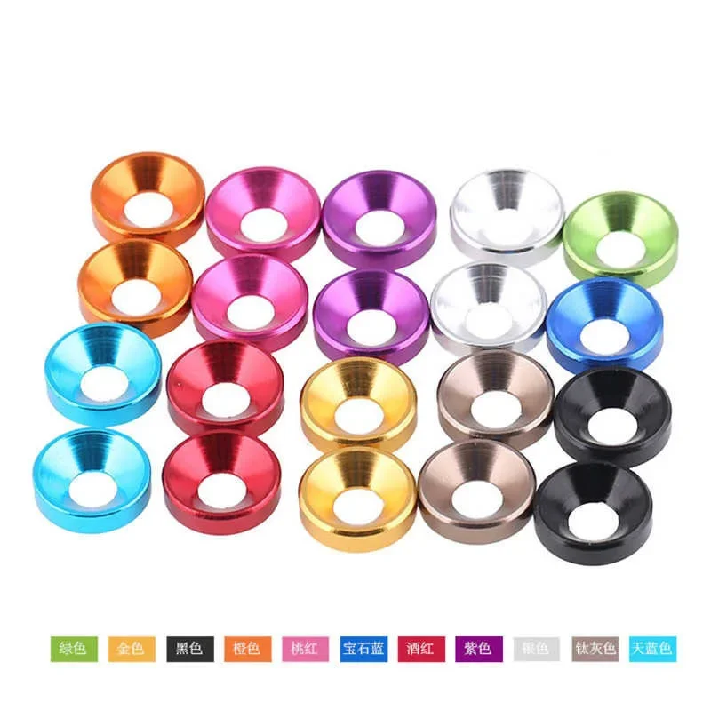 2/3/5/8Pcs M8 Multi-Color High Quality Plating Surface Anodized Aluminum Alloy Gasket Countersunk Head Flat Head Screw Gasket