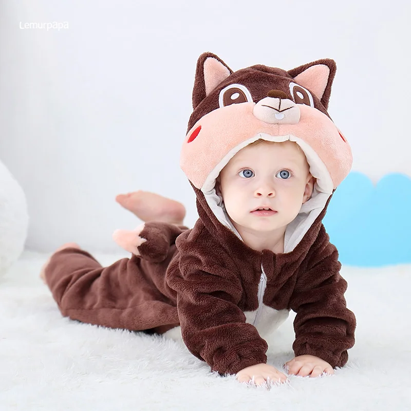 Squirrel Romper Baby Boy Girls Pajama Toddlers Winter Outfit Halloween Animal Suit Onesie Festival Party Bebe Clothes Kigurumis