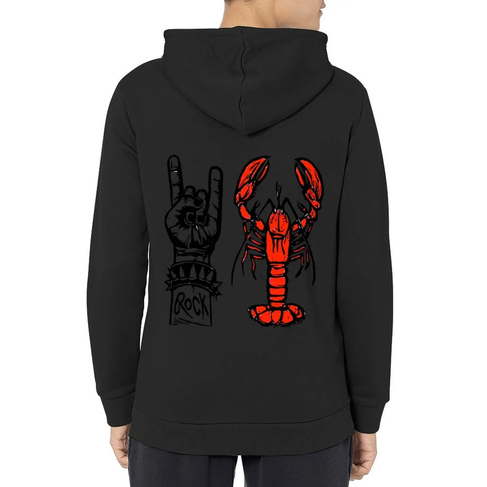 

ROCK LOBSTER - B-52s - original linocut print with colored pencil Hoodie men's clothes men's clothing oversized hoodie