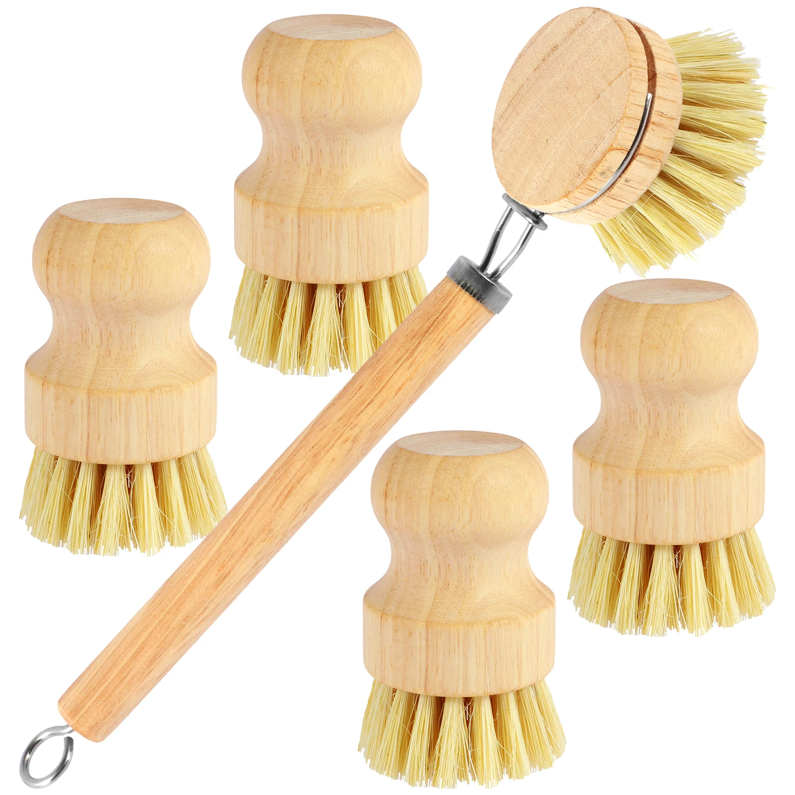 

Bamboo Pot Dish Brush,Natural Wooden Scrub Brush with Sisal Fiber,Suitable for Dishes,Pans,Pot Kitchen Cleaning Brush Heads