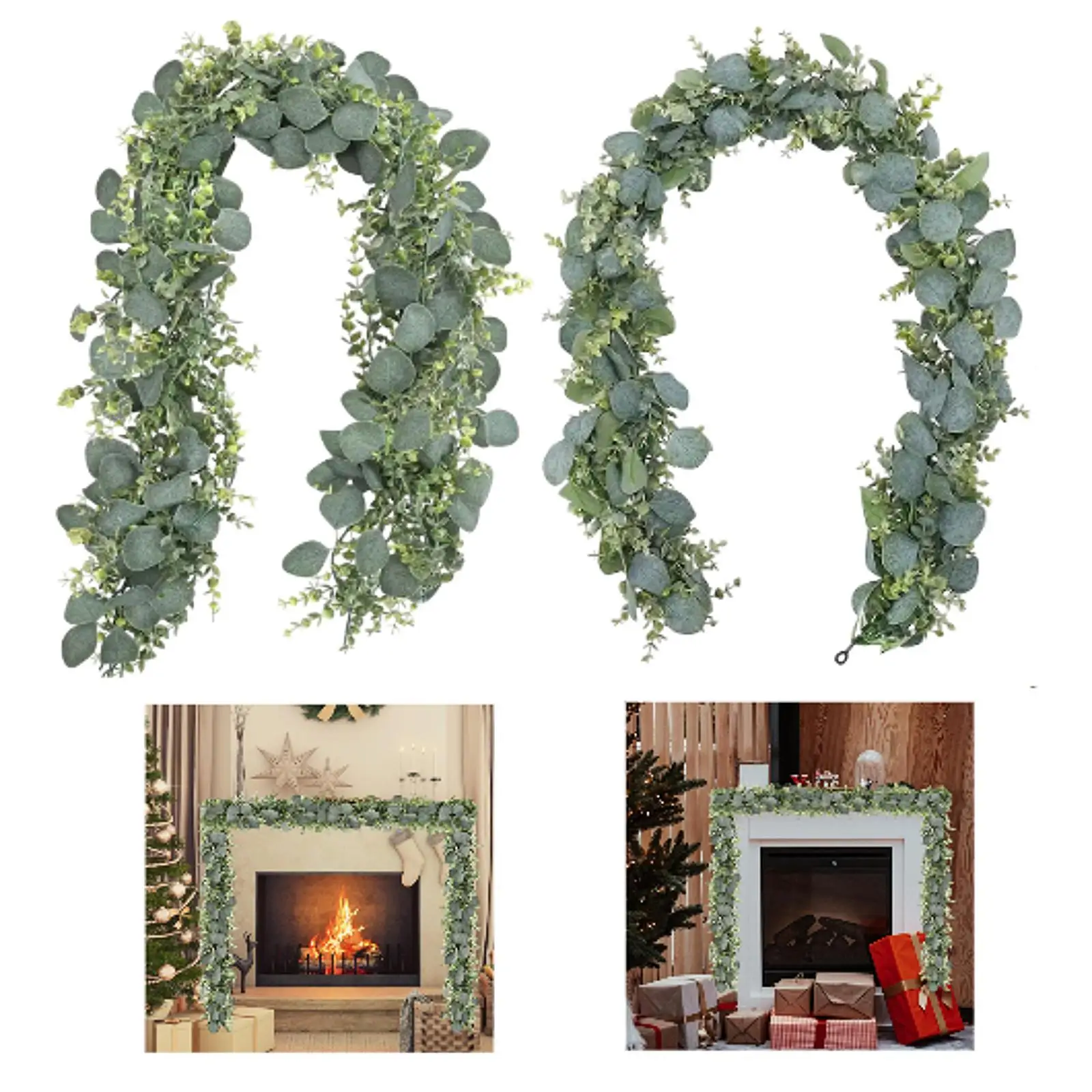 Fake Eucalyptus Vine 180cm Greenery Garland for Garden Front Door Fireplace