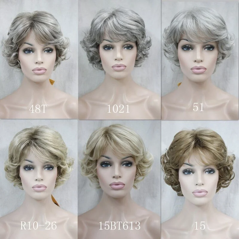 

's Wave Ladies Синтетические волосы Коричневый смешанный вьющийся женский парик