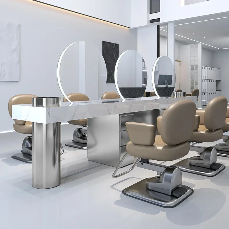 X188Shopwith Легкий туалетный столик из нержавеющей стали Зеркало для горячего окрашивания Парикмахерская Салон для стрижки волос Парикмахерская Туалетная T