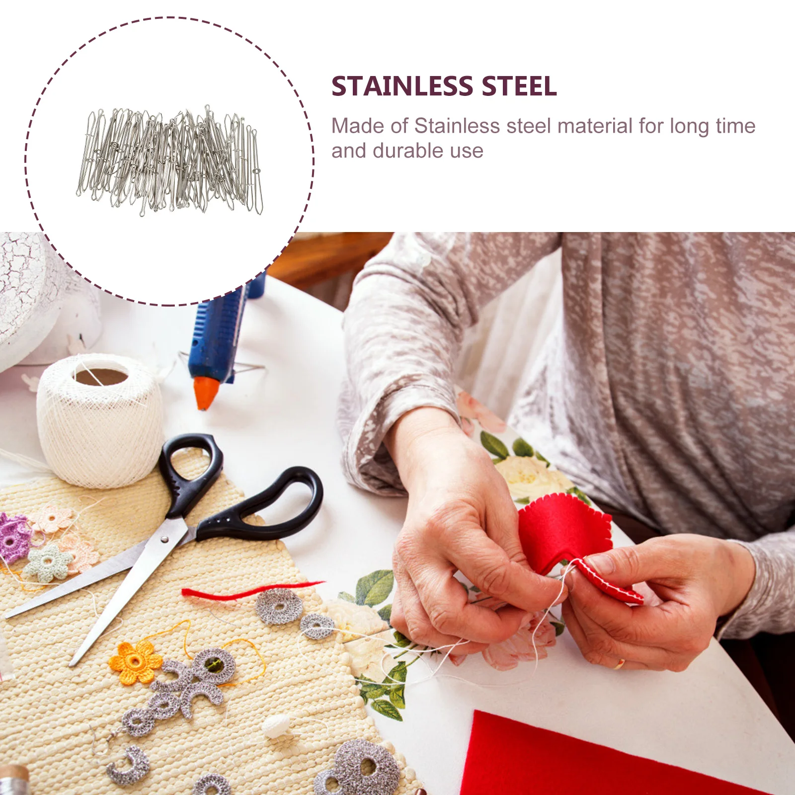 

50pcs Elastic Band Threading Tool Stainless Steel Clip Sewing Accessory Rope Wearing Guide Device Durable Wear Resistant Simple