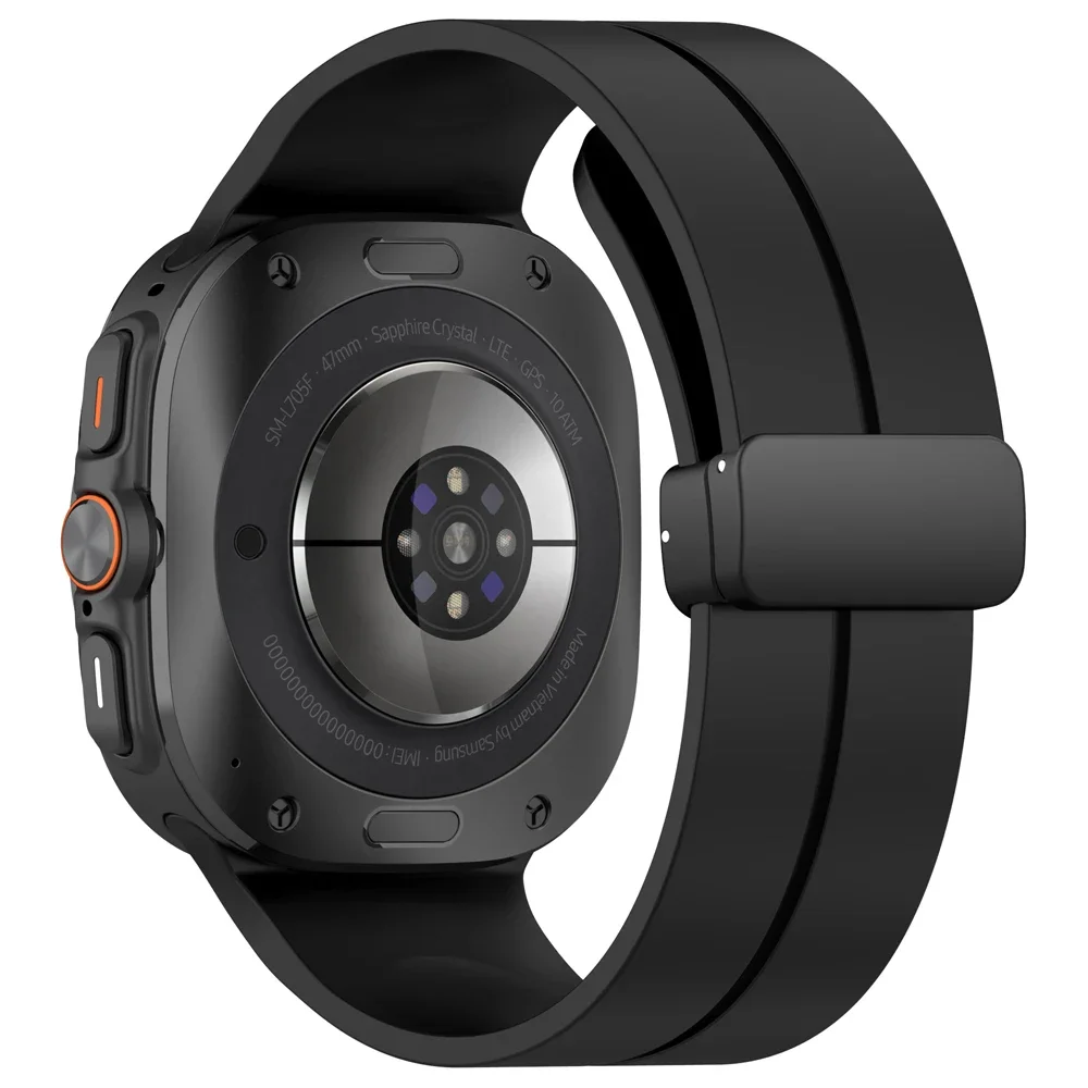 Magnetic Folding Buckle Band for Samsung Galaxy Watch Ultra 47mm Sports Silicone Straps Galaxy Watch 7 Ultra Watchbands Bracelet