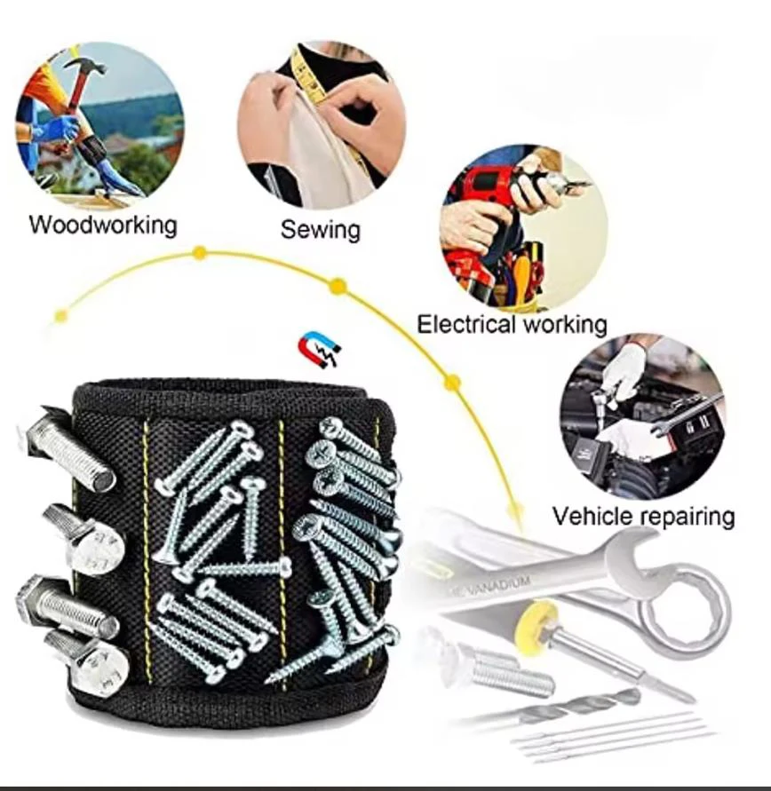 Magnetic Wristband for Holding Screws,Nails，Drilling Bits,Wrist Tool Holder Belts with Strong Magnets,Cool Gadgets for Men, wome