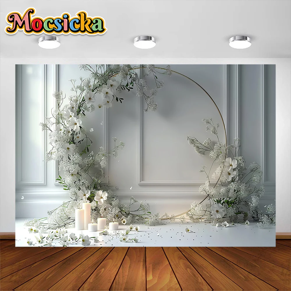 Wedding Stage Photography Backdrops Aesthetic Luxury Flower Decoration Indoor Vintage Luxury Wall Photo Studio Background