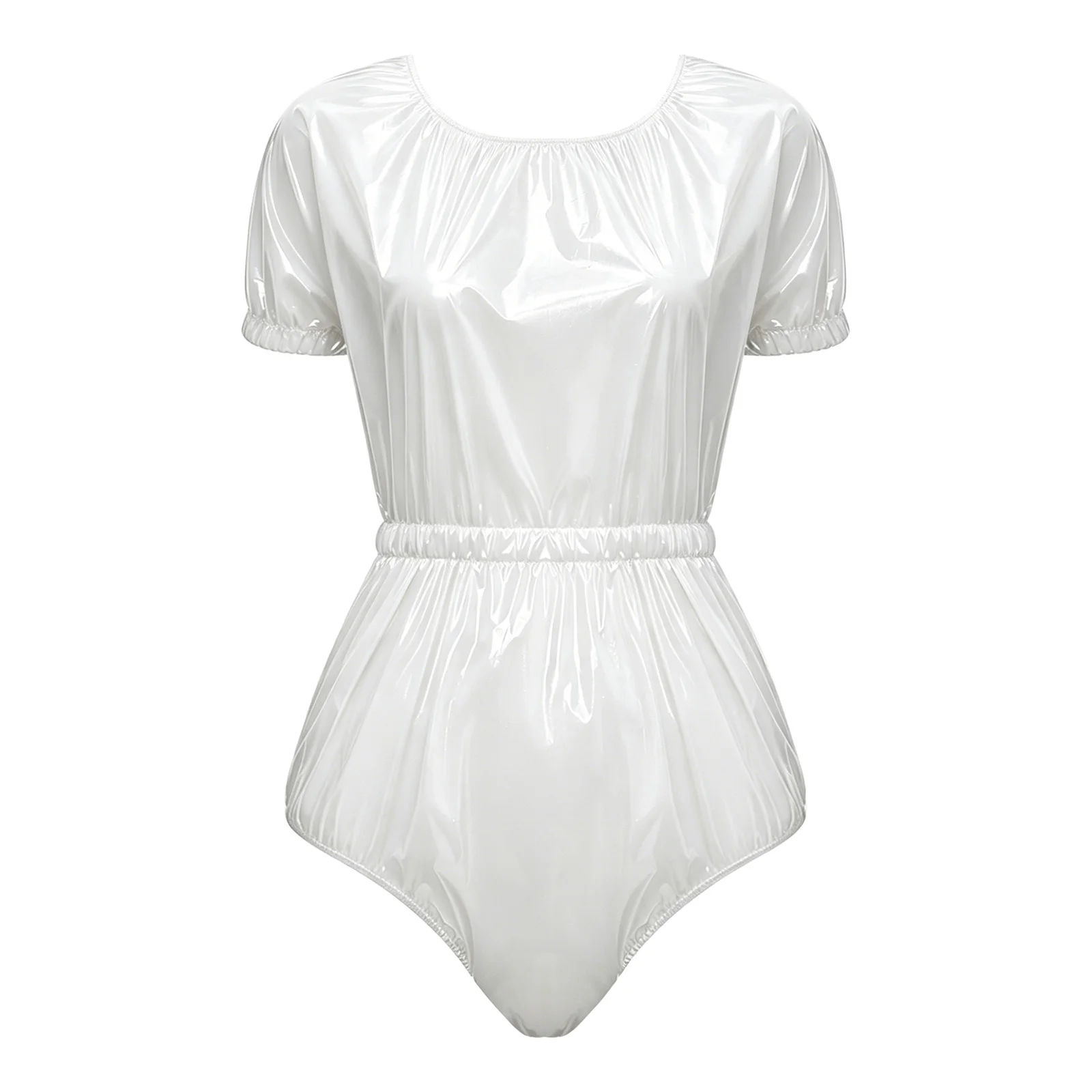 Women's Bodysuits Swimwear Swimming One-piece Waterproof Jumpsuit with Buttoned Crotch Short Sleeve Bodysuit Night Clubwear