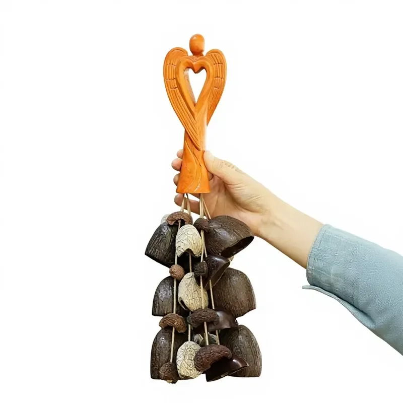 Cloud Healing Nut Rattle Healing Instrument Yoga Meditation Handmade Angel Wings Wind Chimes Chinese Black Fruit Wind Chimes