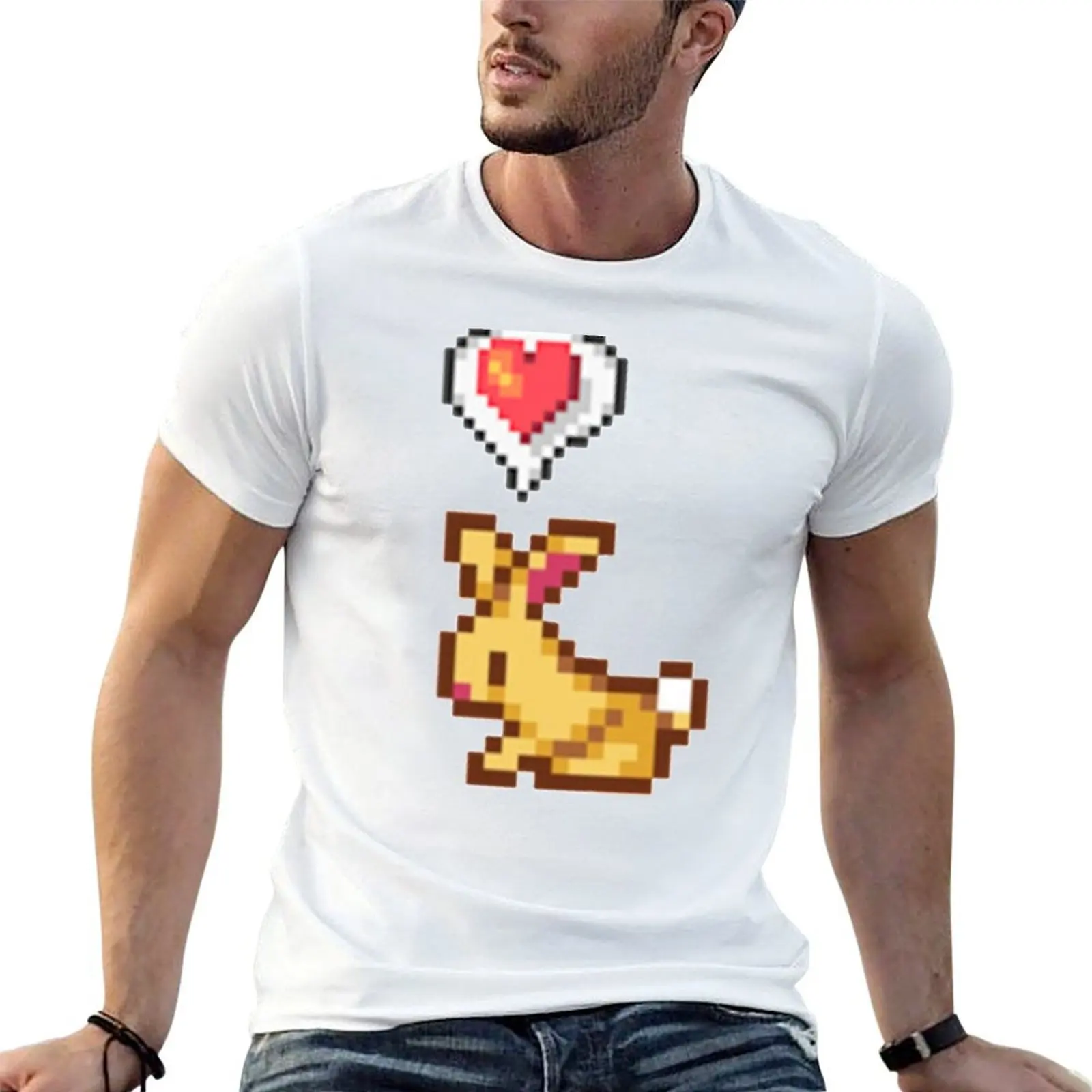 Stardew Valley Happy Rabbit Chicken T-Shirt Big Size Short Sleeve Tee for Men