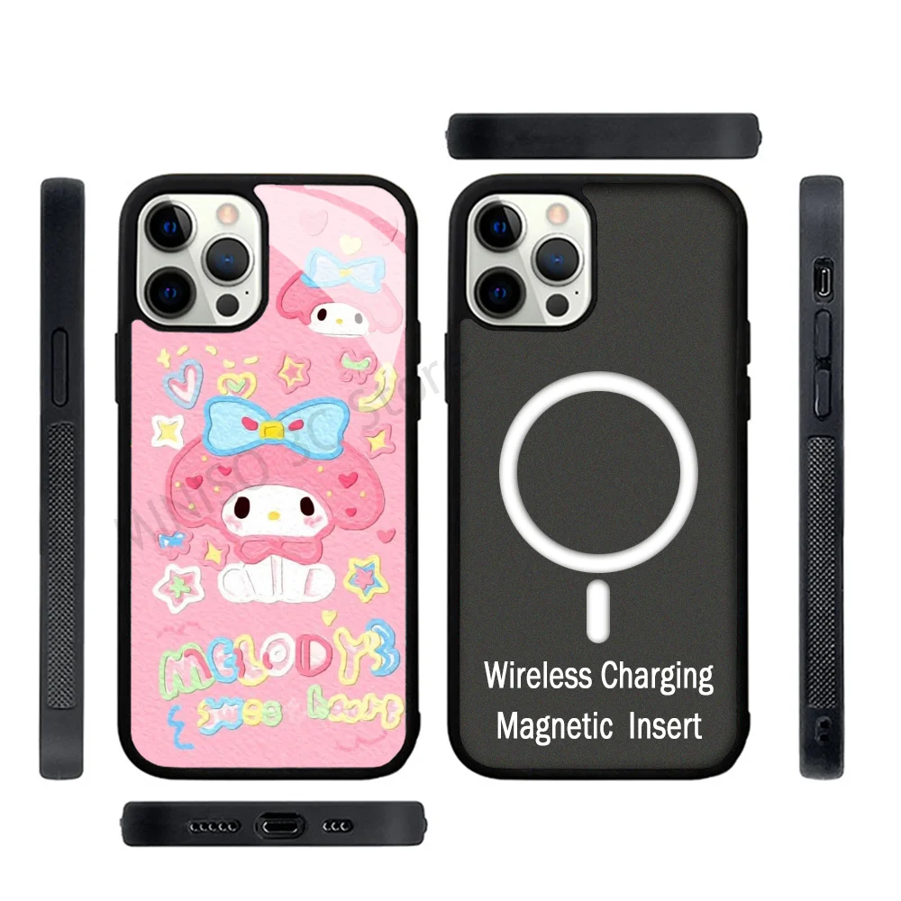 

Pink My Melody Phone Case Strong Magnetic For IPhone 15 14 13 Pro Max 11 12 Mini For Magsafe