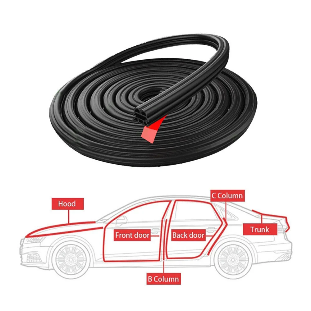 Kcimo 3-Layer Rubber Car Door Seal Strips Sound Insulation Weatherproof Adhesive Sealing Trim for Auto Interior Accessories 5M