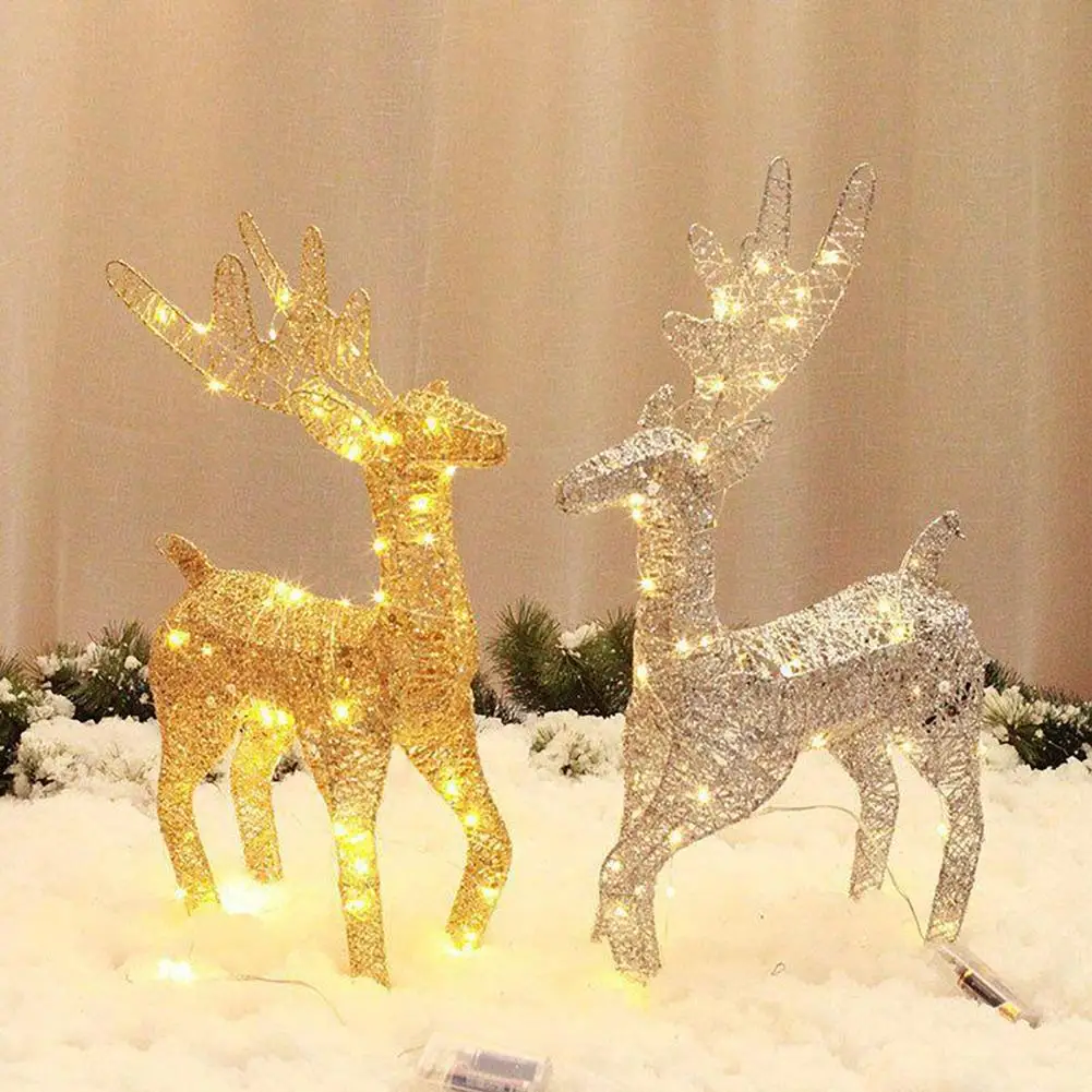 

Christmas Deer Ornament Festive Christmas Reindeer Ornament For Outdoor Yard Decorations Iron Wire Deer Statues Water Resistant