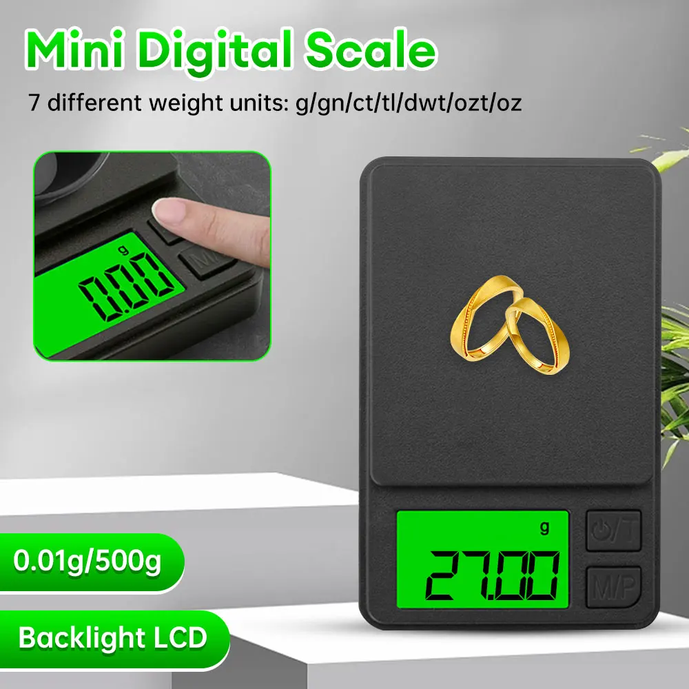 Accurate Electronic Jewelry Gram Scale 500g/0.01g Electronic Mini Pocket Digital Scale for Gold Silver Jewelry Kitchen Scale