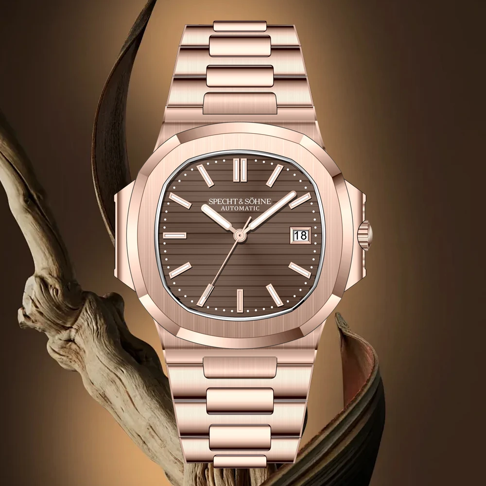 

Новые поступления Specht & Söhne Мужские часы Классические часы Автоматические часы Розовое золото Нержавеющая сталь Relogio Masculino Водонепроницаемые