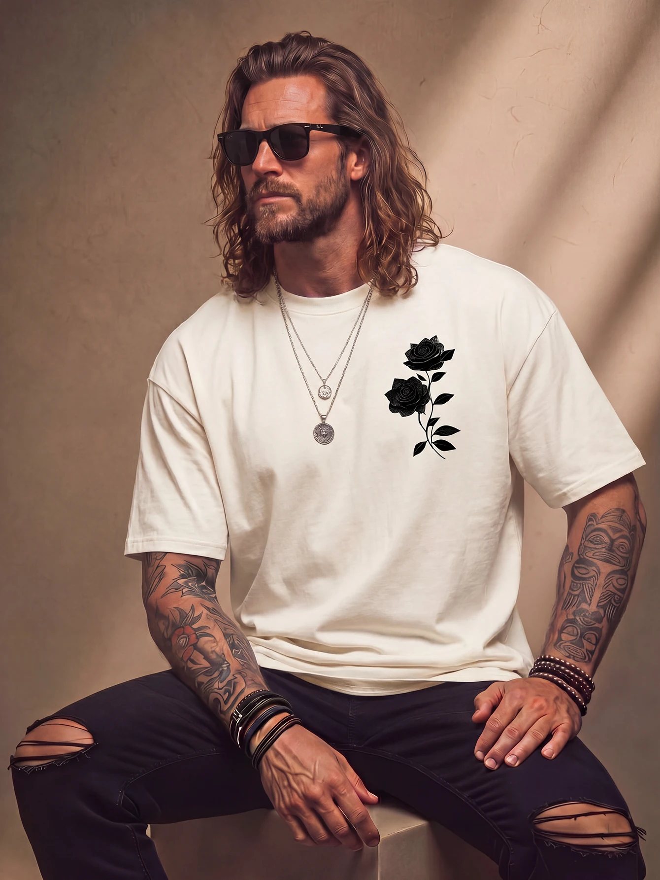 Men's Vintage Rose Short-Sleeve Music Festival T-Shirt