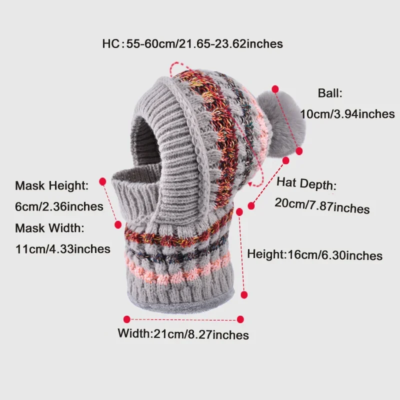 قبعة بالاكلافا النسائية القطيفة المحبوكة وشاح للرقبة شتوي دافئ مسامي مع قناع وجه للرياضات الخارجية #6