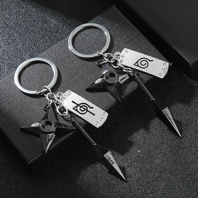 New Hokage Wood Leaf Rebel Endurance Forehead Protection Three Piece Set of Swords for Men with Hardship Alloy Keychain