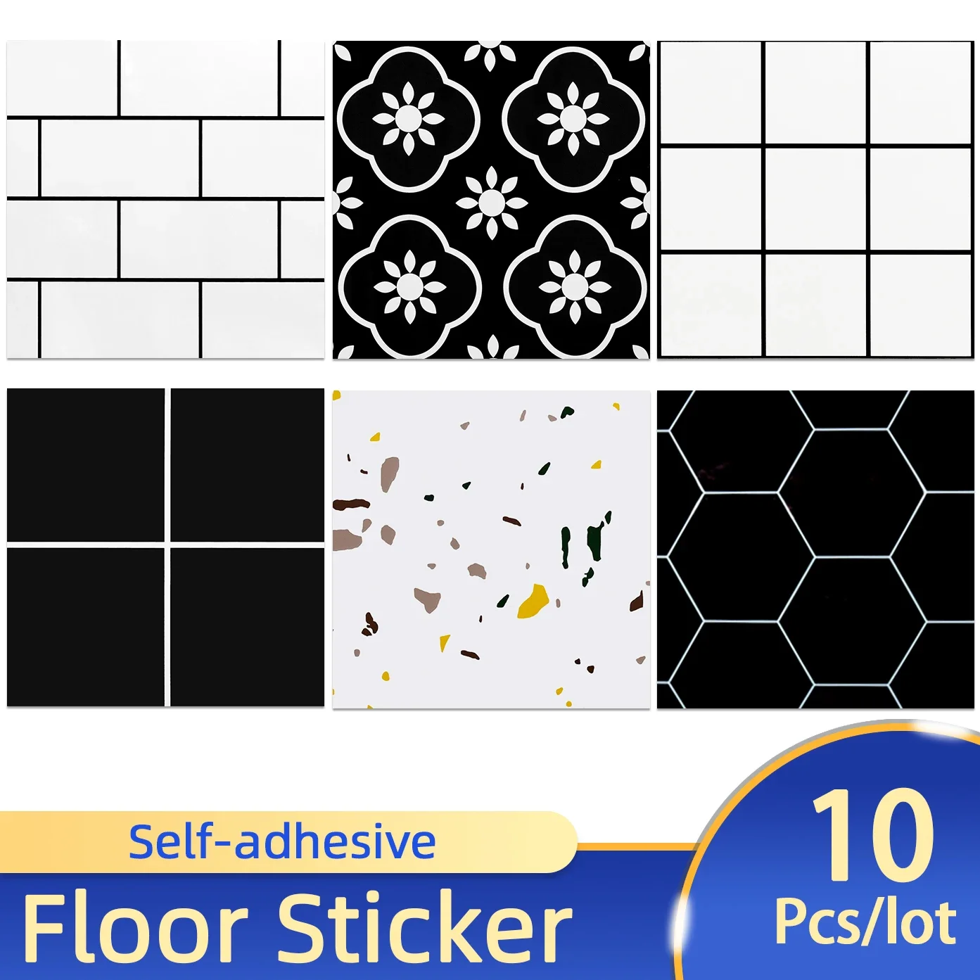 

10pcs Wall Stickers PVC Imitation Marble Self-adhesive Floor Stickers 30*30cm Waterproof Bathroom living Room Decoration Decals