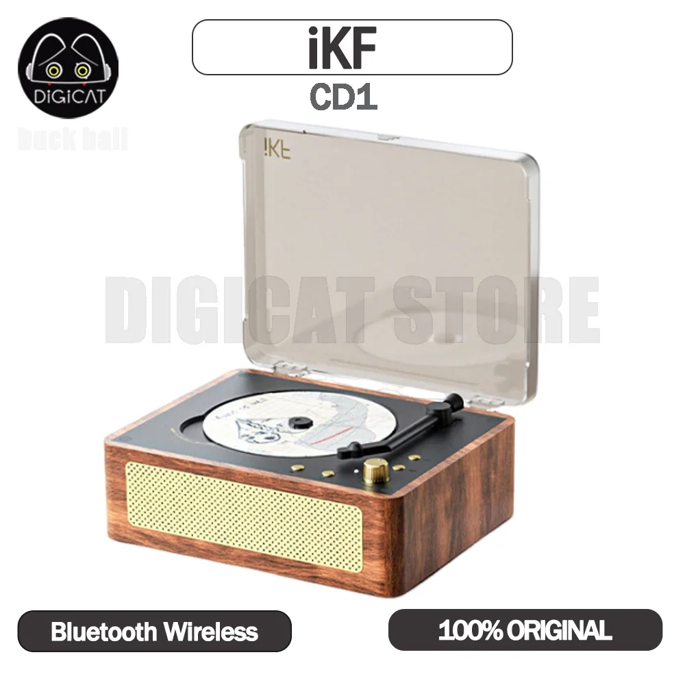 

IKF CD1 Retro Bluetooth Speaker Vinyl Record Player Walnut Speaker Hifi Wireless Radio Indoor Speaker Portable Outdoor Speakers