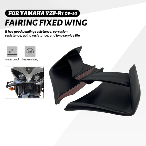 オートバイ固定風翼ヤマハ YZF-R1 YZF R1 R 1 2009-2014 アクセサリー空力ウイングレットフェアリング部品黒 ABS