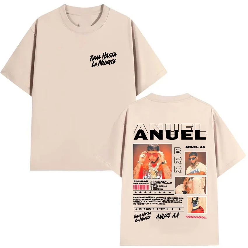 Rap Singer Anuel AA Real Hasta La Muerte Punk 2025 Summer New Men's Women's Gothic Oversized T-shirt Cotton T-shirt Fan Gift