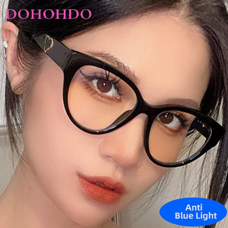 

Y2K Fashion Designer Luxury Brand Cat Eye Big Frame TR90 Blue Light Optical Glasses Men Women Computer Glasses For Gaming Очки