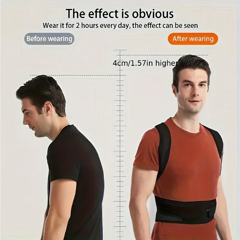 Humpback corrector for adult men, invisible straight back posture belt, corrects spine, improves round shoulder and back gallery 4