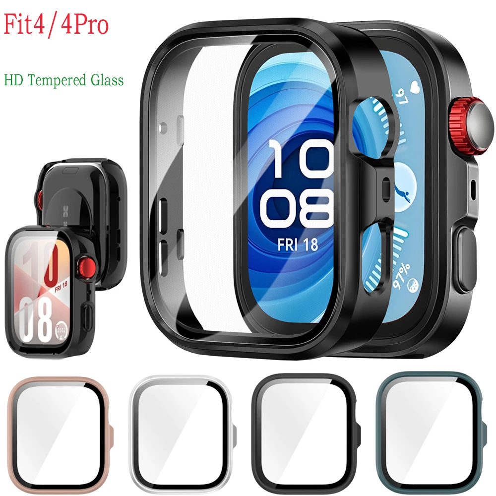 Tempered Glass Case for Huawei Watch Fit 4 Pro Fit 4 Smart Watch Case Screen Protector for Huawei Watch Fit 3 Cover Accesssories