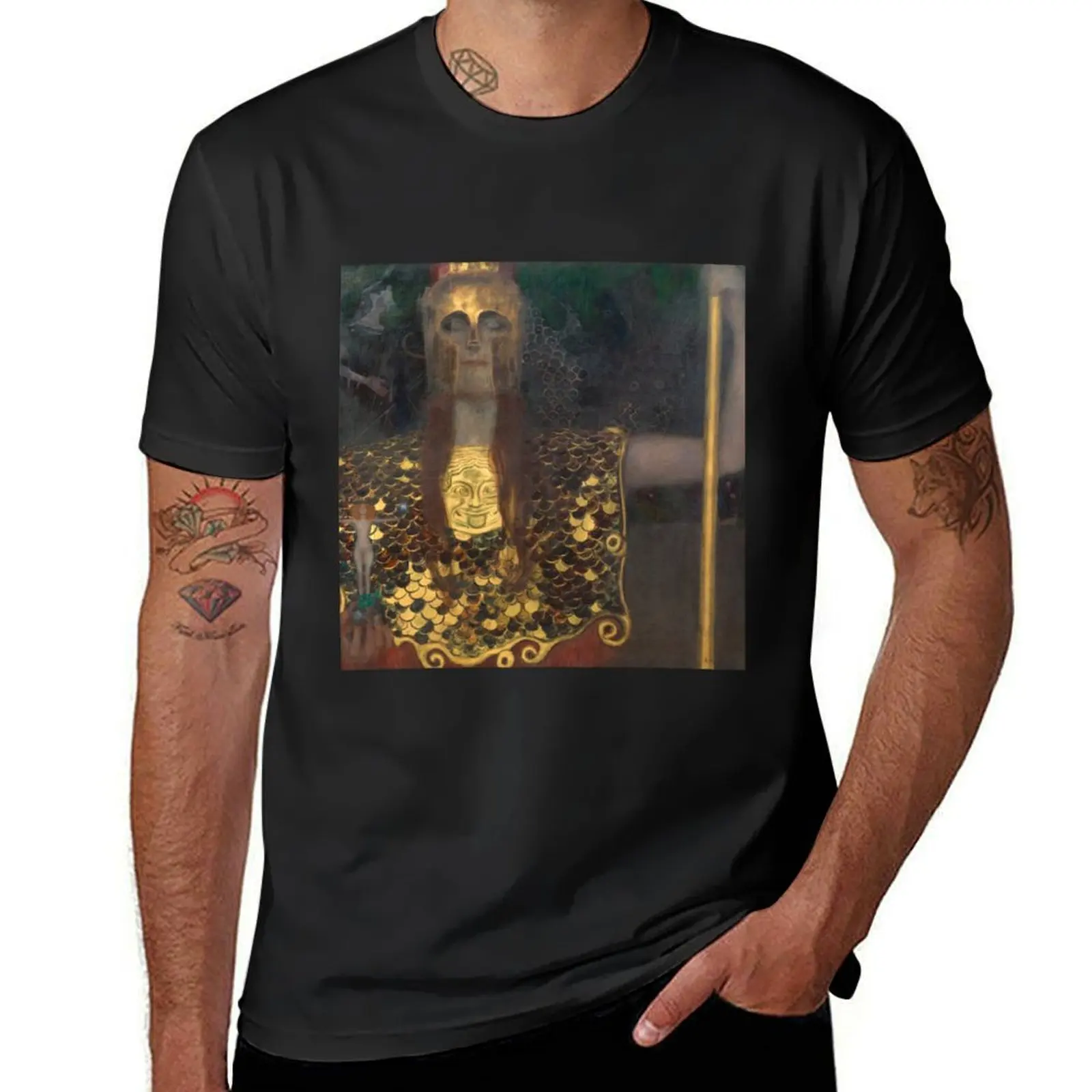 

Gustav Klimt Austrian painter Pallas Athene (1898) T-Shirt customs blacks black t shirts for men