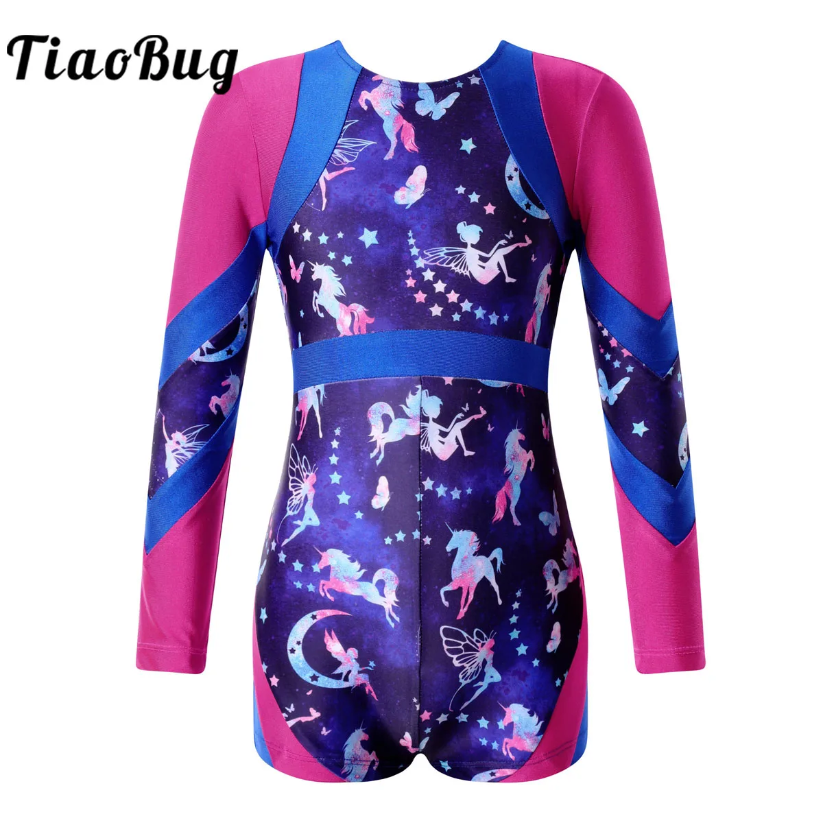 

Girls Printed Gymnastics Leotard Ballet Dance Unitard Dancewear Teens Long Sleeves Athletic Jumpsuit Bodysuit Skating Clothes