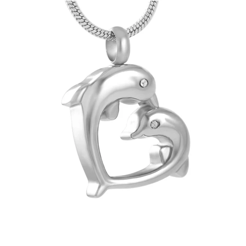 

Dolphin Heart Pendant Urn Necklace Pet Cremation Urn Jewelry Memorial Neckwear D08D