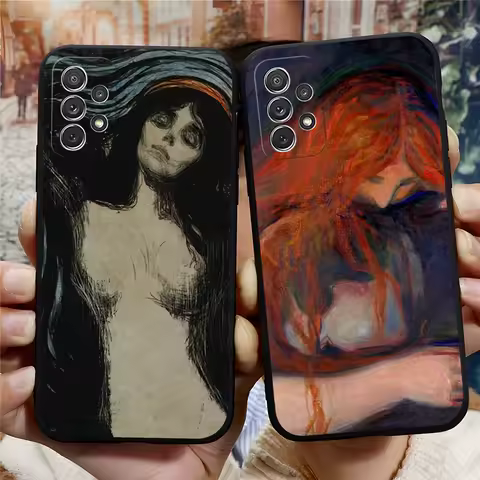Munch Vintage Oil Painting Phone Case for Samsung Galaxy S24 S23 S22 S20 S21 Ultra Fe Plus M54 A34 A54 A24 A52 A53 Coque
