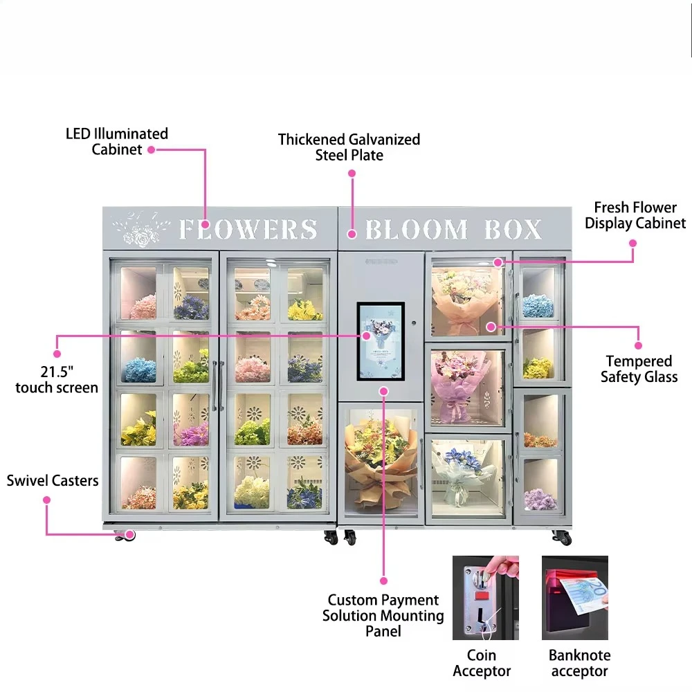 FL Entertainment Plaza Flower Vending Machine Large Storage Space Cooling Fresh Rose Bouquet Automatic Sales Cabinet