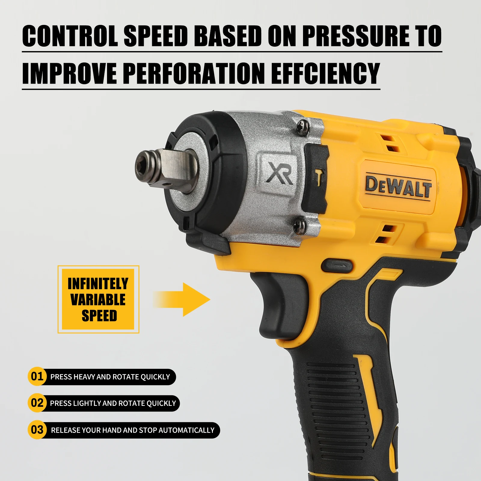 

Dewalt DCF922 610 Нм Бесщеточный ударный гайковерт Аккумуляторный пилотный электрический ключ с большим крутящим моментом и переменной скоростью 20 В Аккумуляторные инструменты