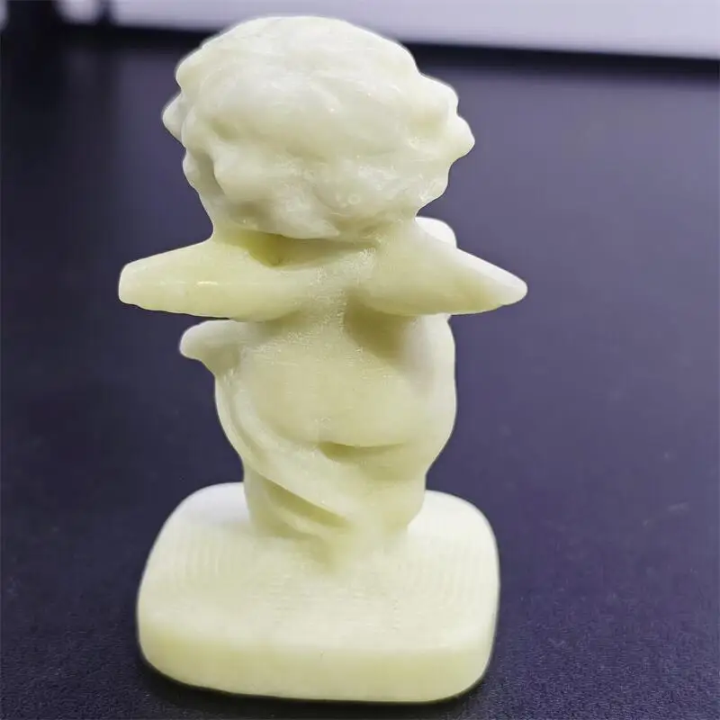 Natural Yellow Jade Angel Carving Gift Small Healing Crystal Gemstone Carved Sculpture Collection 1pcs