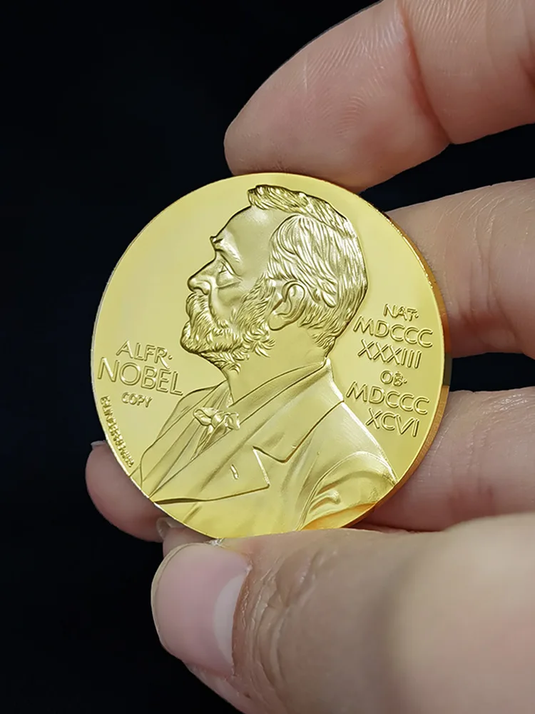 Nobel Prize Gold Plated Coin Medal Crafts Founder Portrait Scientists Inventors Honorary Commemorative Gift