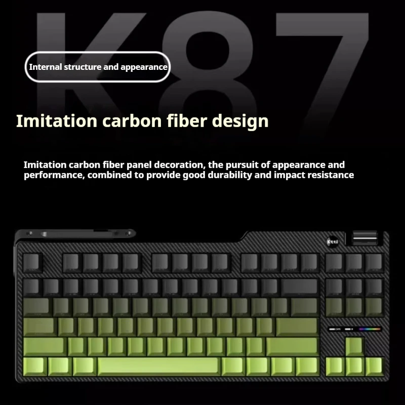 K87 Tri-Mode Gaming Mechanical Keyboard Wired Bluetooth 2.4g Wireless RGB Full Key Hot-Swap Side-Printed Ergonomic Keyboard