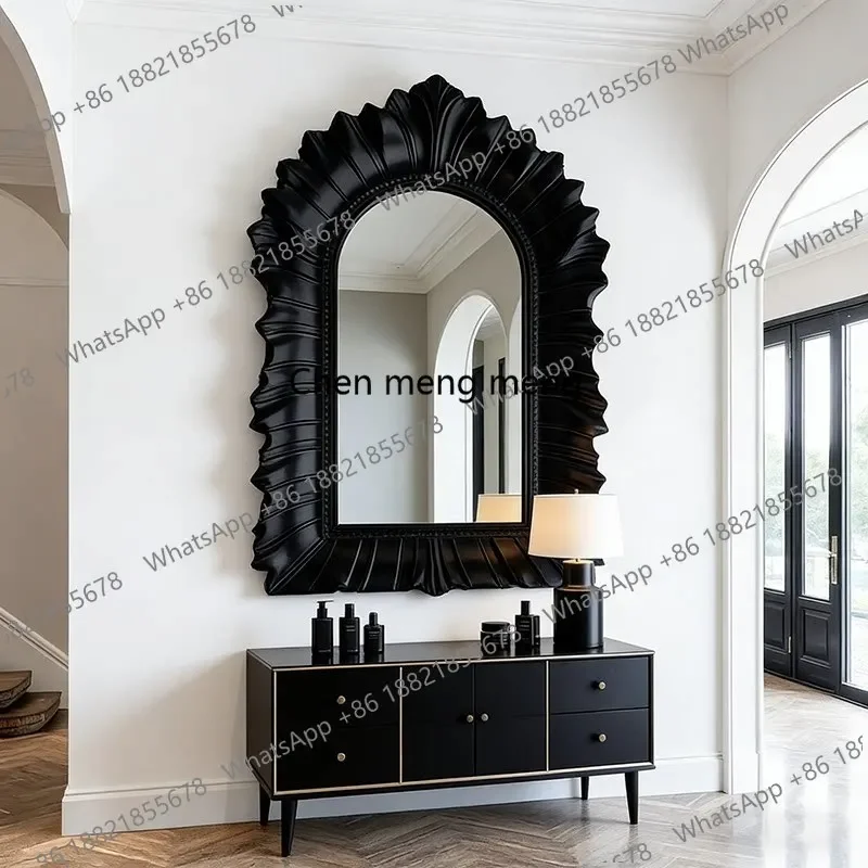 a17 European retro carved makeup mirror wall-mounted living room bedroom dressing mirror decorative mirror