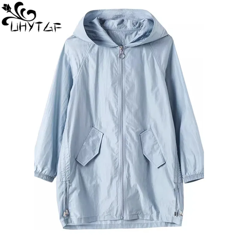 Windbreaker Women Thin Jacket Sun UV-proof Hooded Coat Outdoor Long Sleeve Female Summer Sun protection clothing Outerwear Top